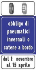 obbligo catene neve pneumatici cartello